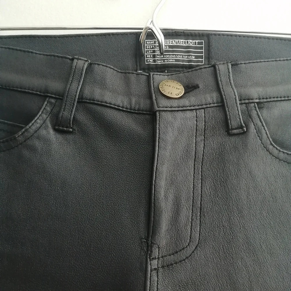 Current/Elliott Leather Side Slit Stiletto Pants in Vintage Black Ankle Size 27 - Picture 9 of 16